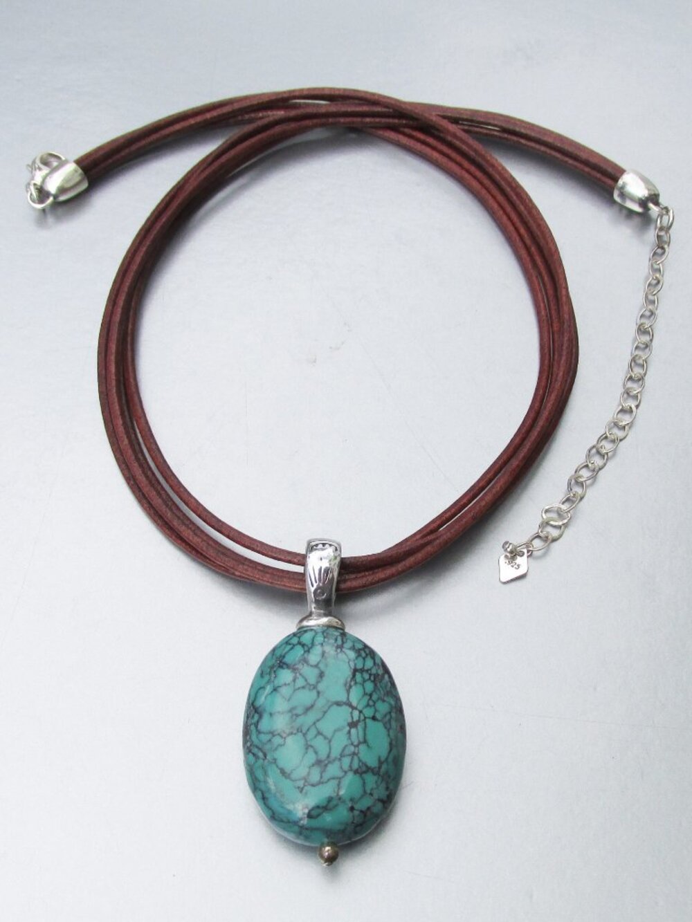 Retired SILPADA Turquoise Pendant 4 Strand Leather Cord Necklace